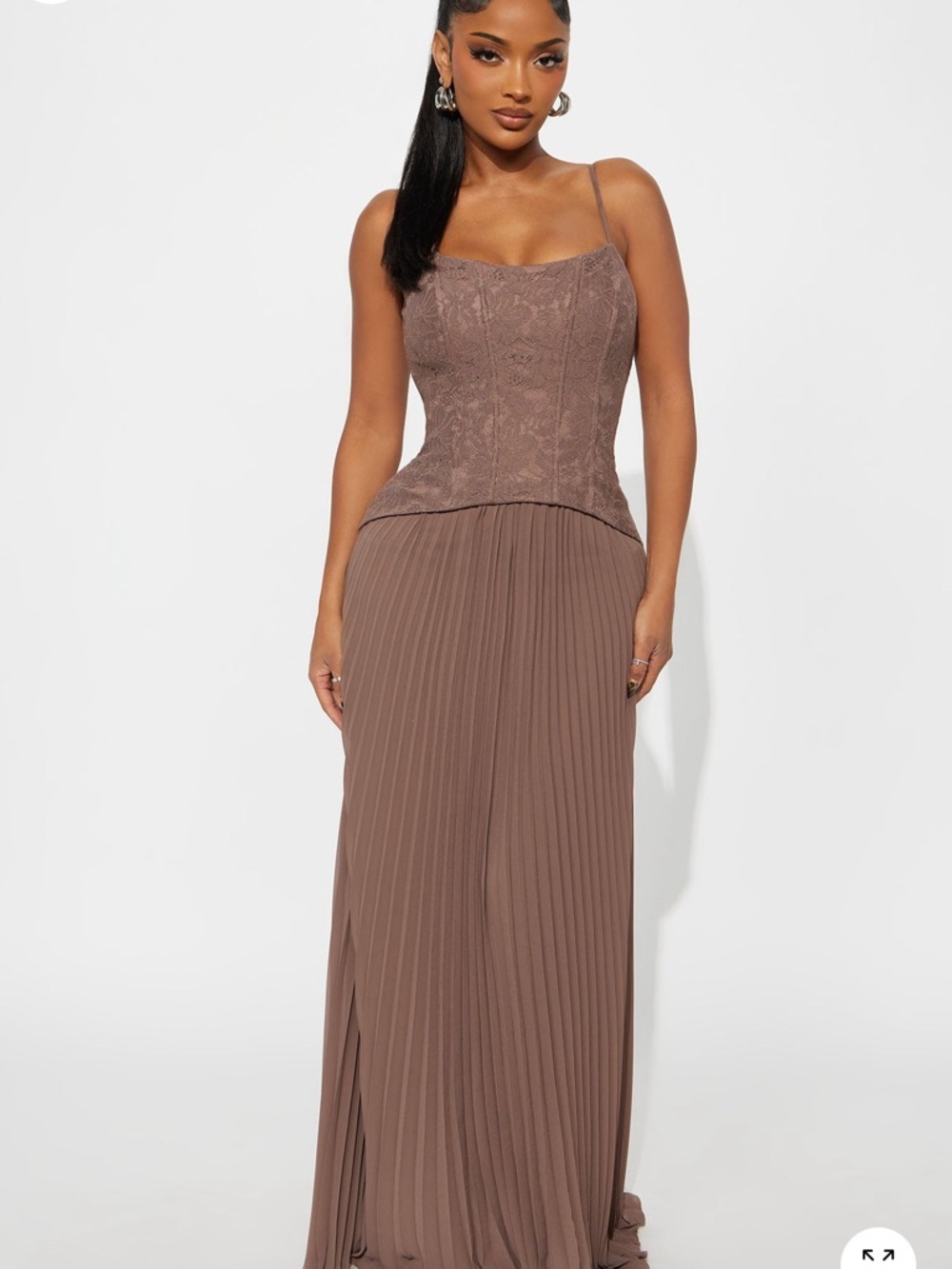 Fashion Nova Brown Lace Corset Maxi Dress NWT